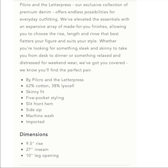 Anthropologie Pilcro slit-front skinny jeans size 26 NWT - Picture 8 of 8